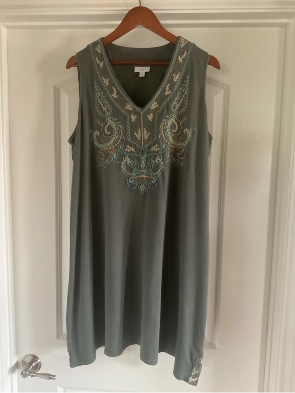 J.Jill Sage Green dress with embroidery XL